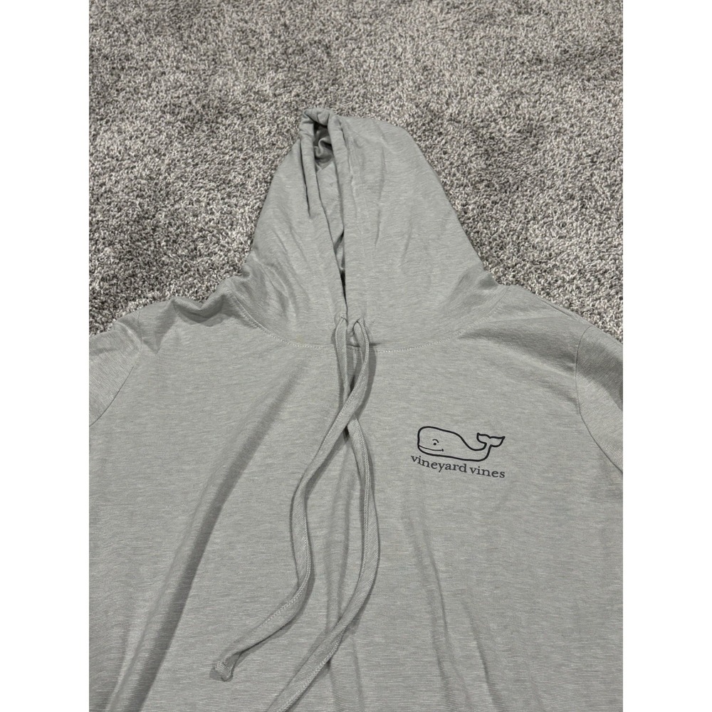 Vineyard Vines Mens Gray Whale‎ Long Sleeve Hoodie T Shirt Size Small Edgartown